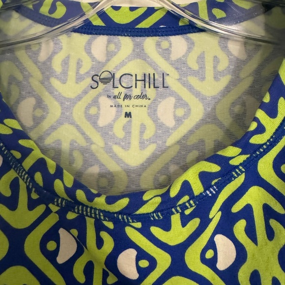 Women's Long Sleeve Tee - Blue and Green - Picture 3 of 4